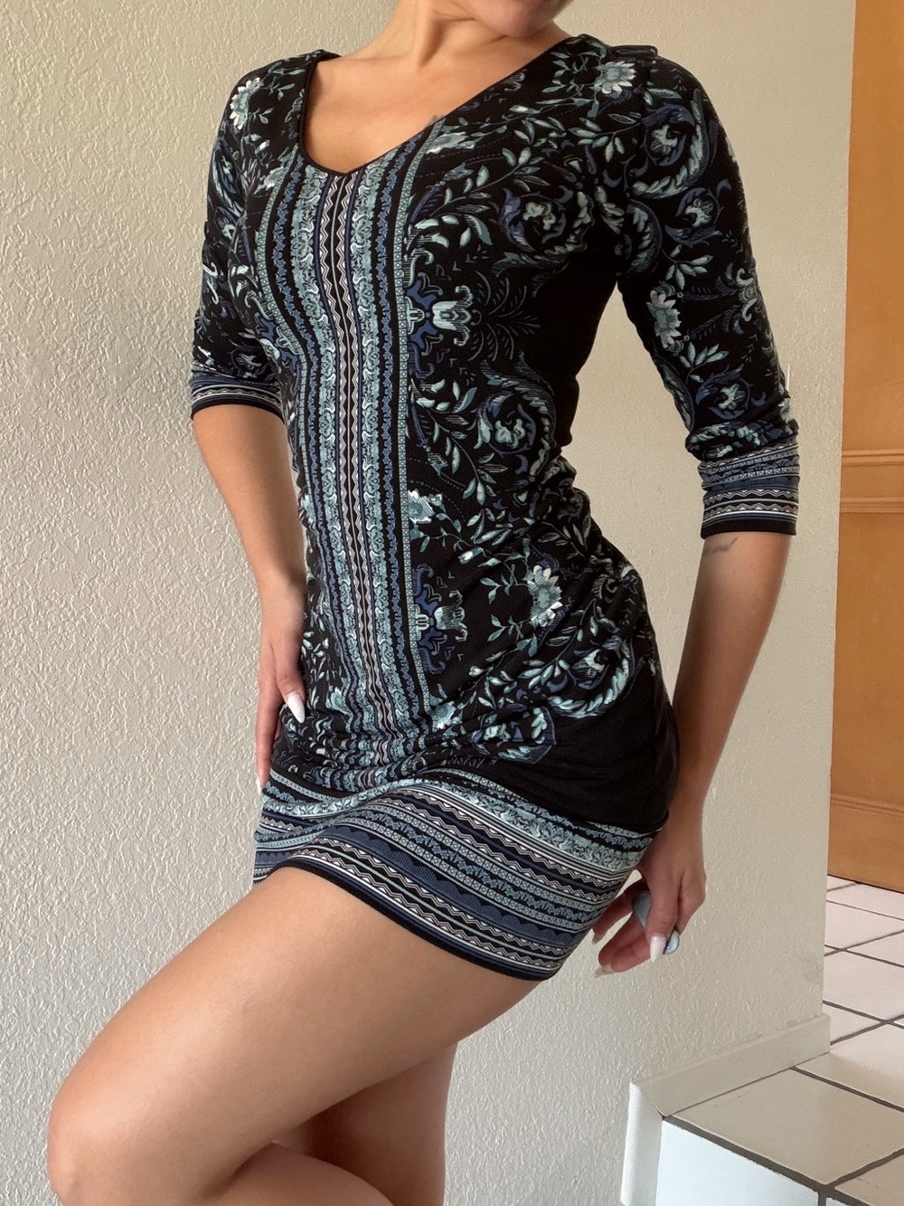 2000’s Y2k Boho Reversible Whimsigoth Floral Mini Dress - Picture 2 of 5
